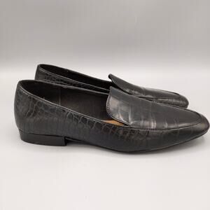 ASOS Design Mindy Mock Croc Embossed Loafers Size 5 US Black Faux Leather‎ Flats